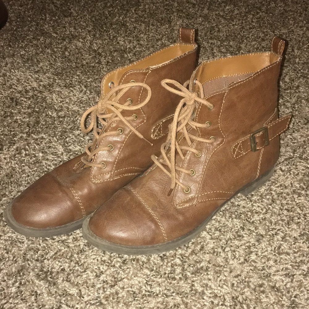 Brown combat boots